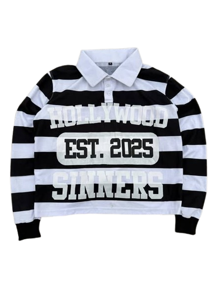 Hollywood Sinners “Est. 2025” Black Classic Stripe Polo
